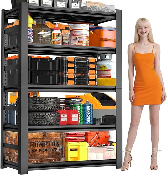 72" H Garage Shelving 5 Tier Shelving Unit, 3500Lbs Adjustable Metal Garage Storage Shelves Heavy Duty for Basement, Warehouse, Kitchen, Pantry (72'H X 35''W X 16''D)