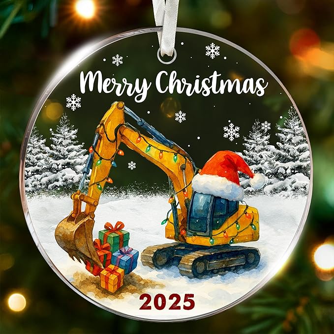 Excavator Ornament - Unique Christmas Tree Decoration for Construction Enthusiasts, Perfect Digger Ornaments for Kids, Creative Backhoe Ornaments for Christmas, Ideal Gift for Holiday Season