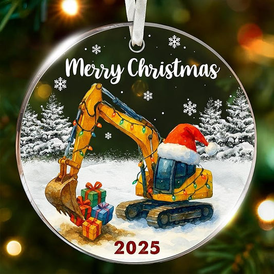 Excavator Ornament - Unique Christmas Tree Decoration for Construction Enthusiasts, Perfect Digger Ornaments for Kids, Creative Backhoe Ornaments for Christmas, Ideal Gift for Holiday Season