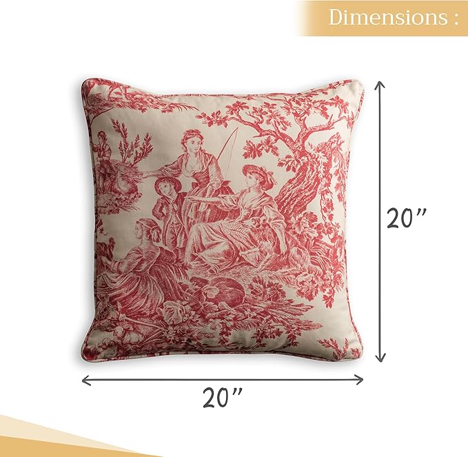 Maison d' Hermine Decorative Pillow Covers 20x20 Inch Square 100% Cotton Throw Pillow Covers with Invisible Zipper Cushion Case for Living Room Couch, Chair, Sofas, Bedroom, Home (The Miller - Red)