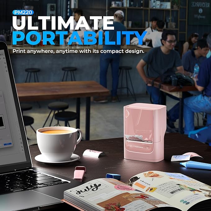 Nelko Label Maker Machine with Tape, PM220 Bluetooth Label Printer, 2 Inch Portable Thermal Printer for Small Business, Logo, Clothing, Sticker Printer for Phones & PC, with 3 Labels, Pink