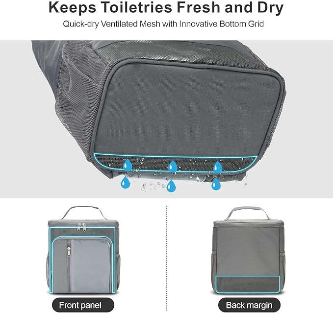 F-color College Dorm Essentials for Guys - Shower Caddy Portable with Hooks, Study, Quick-Dry Shower Caddy for Dorm Travel Essentials, Water-Resistant with Multiple Pockets for Easy Access, Grey