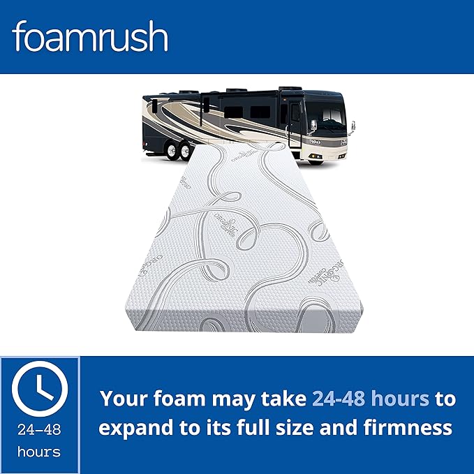 FoamRush 3-Inch Bunk (34" x 75") Gel Memory Foam RV Mattress Replacement with Cotton Cover, Medium Firm, Comfort, Pressure Relief Support, Made in USA, Travel Camper Trailer Truck
