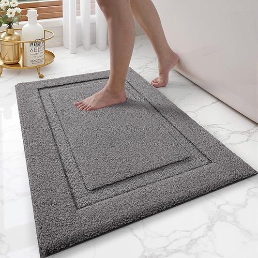 LUMI Ultra Soft Bathroom Rugs Non Slip with Rubber Backing, Absorbent Washable Bath Mat Quick Dry, Upgraded Premium Microfiber Plush Carpet for Bathtub and Shower Floor, Dark Grey, 17x30