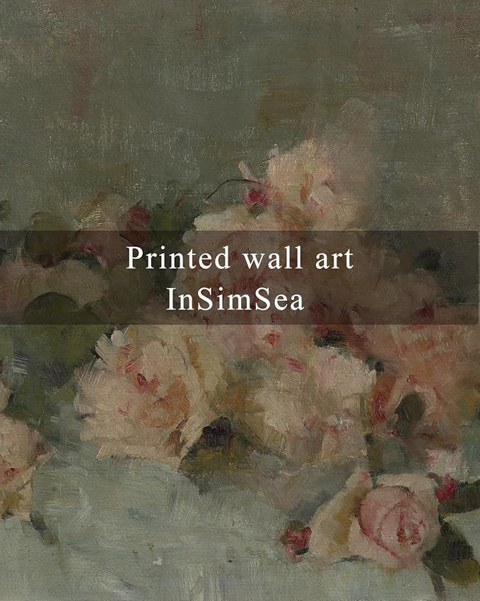 InSimSea Framed Wall Art for Living Room Decor Classical Oil Painting Roses Canvas Prints Vintage Wall Art Decorations for Bedroom Home Office Bathroom Decor 12x16in
