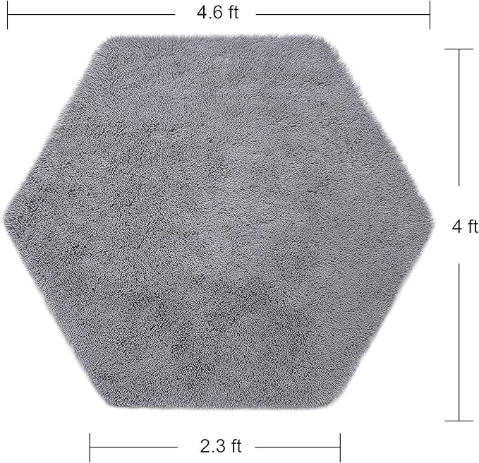 junovo Ultra Soft Rug for Nursery Children Room Baby Room Home Decor Dormitory Hexagon Carpet for Playhouse Princess Tent Kids Play Castle, Diameter 4.6 ft, Grey