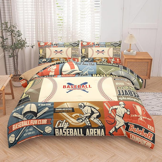 Tailor Shop Baseball Comforter Sets Twin Size,Boys Baseball Bedding Sets for Boys,Sports Bedding with 1 Pillowcase……