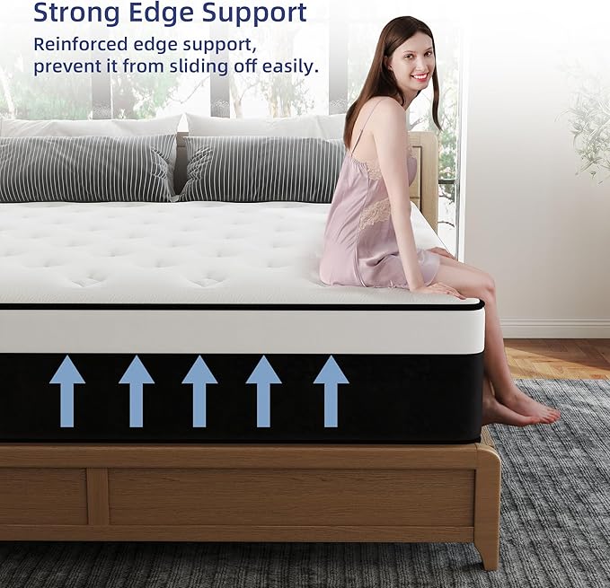 Twin Mattress, 12 Inch Twin Hybrid Mattress in a Box with Memory Foam, Medium Firm, Euro Top, Reinforced Edge Support, Pressure Relief & Motion Isolation, CertiPUR-US Certified