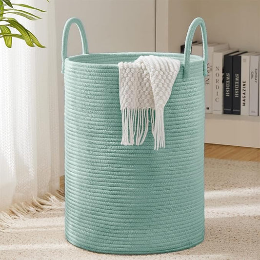Laundry Hamper Basket, Woven 58L Tall Laundry Basket for Blanket Organizer- Nursery Hamper for Bedroom And Bathroom Storage