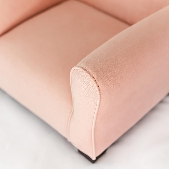 Kid Rocking Chair for Toddlers, Child Chair for Little Kids, Upholstered Toddler Armchair for Children, Comfy and Cute Little Kid Chairs (Legs, Blush)