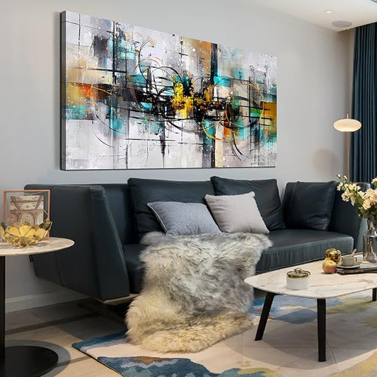 SIXTTART Modern Wall-Art for Living Room Large Size - Abstract Art Teen Wall Decor - Minimalist Art Ready to Hang Size 29" x 59"