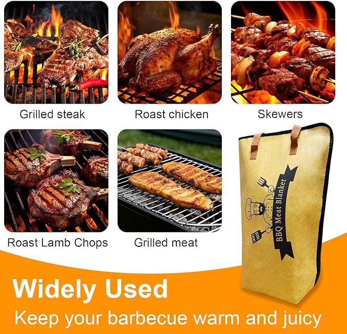 Thickened Insulation BBQ Blanket - Meat Resting Blanket, Locks in Juices, Wide Opening Design, Reusable for Large Brisket, Pork Shoulder, Turkey, Easy Clean, Portable - BBQTools,Gift Accessories