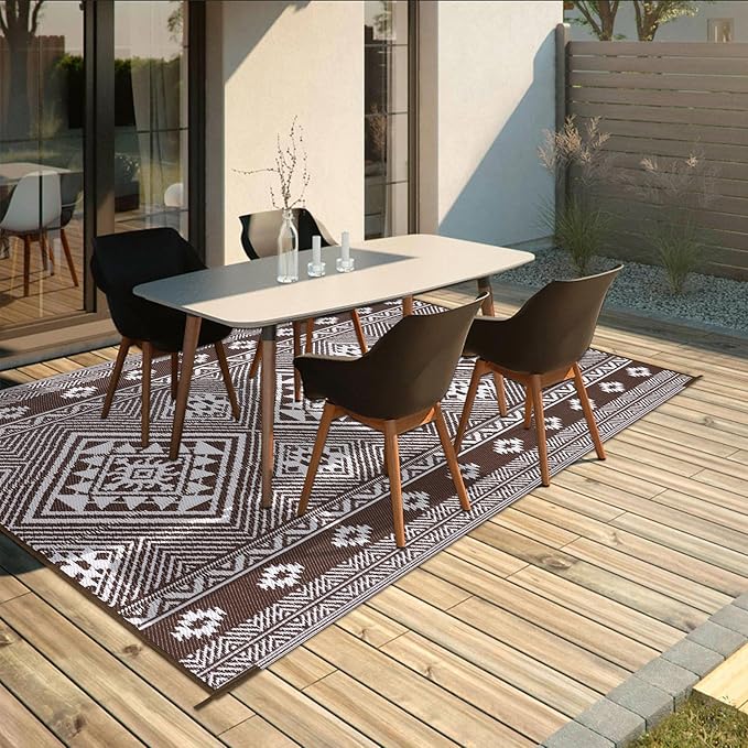 HiiARug Outdoor Rug for Patios Clearance 6'x9' Plastic Straw Rug Waterproof Reversible RV Mat Outdoor Area Rugs for RV, Backyard, Deck, Camping