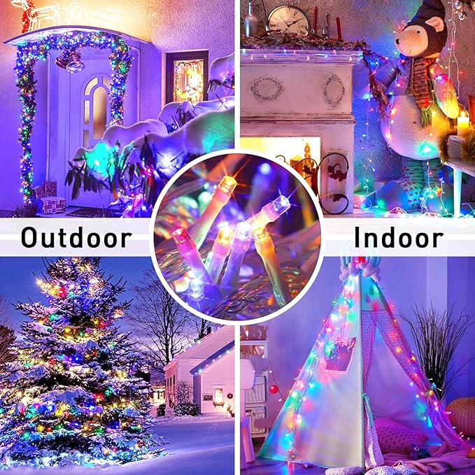 JMEXSUSS 250 LED Christmas Lights Indoor, 91.5ft Connectable Multicolor Christmas Lights Outdoor Waterproof, 8 Modes String Light Plug in for Wedding Party Garden Decorations