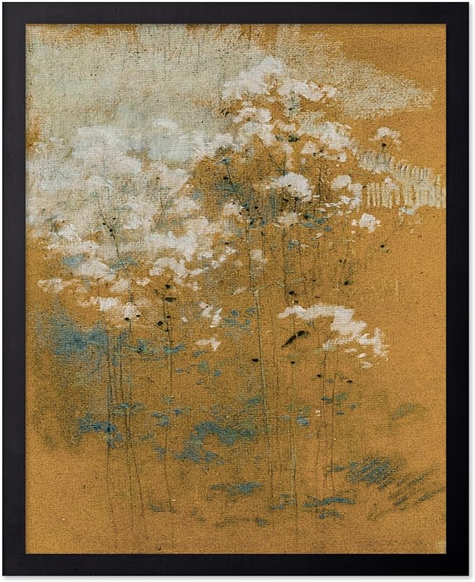 Poster Master Vintage Wild Flowers Poster - Retro Tonal Botanical Painting Print - Abstract Art - Floral Art - Farmhouse Art - Aesthetic Flower Shop or Living Room Wall Decor, 8x10 Black Framed