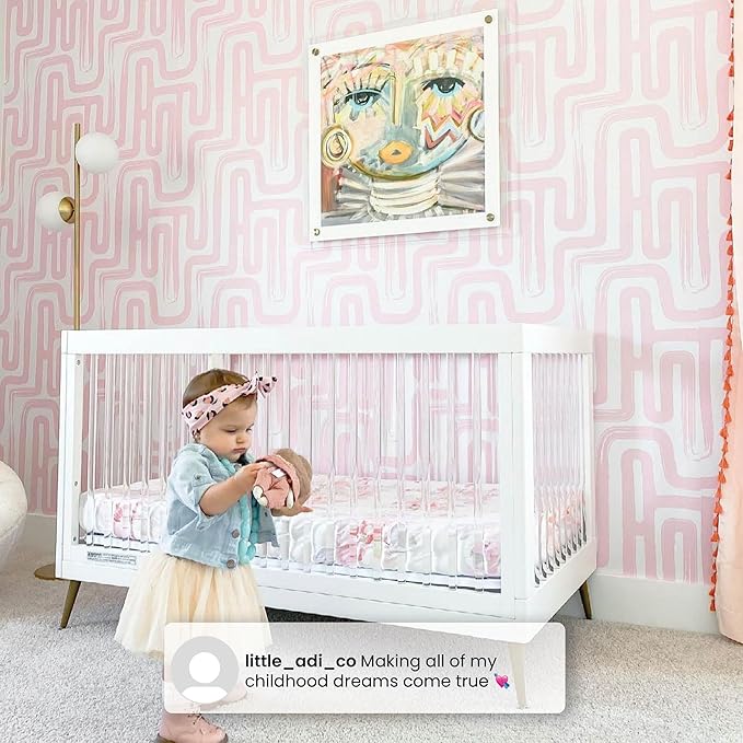 Delta Children Sloane 4-in-1 Acrylic Convertible Crib - Greenguard Gold Certified, Acorn/Matte Black