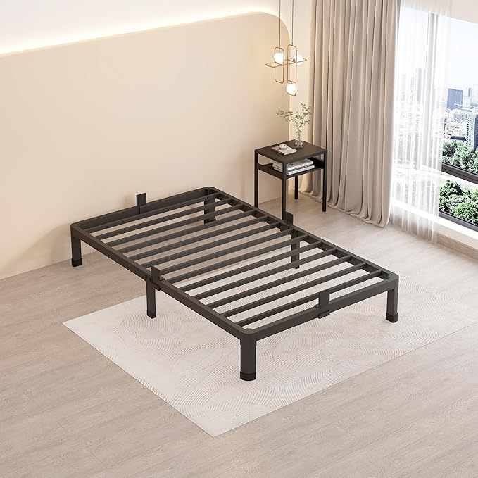 MAF 10 Inch Twin Size Metal Platform Bed Frame with Round Corner Legs, 3000 LBS Heavy Duty Steel Slats Support, Noise Free, No Box Spring Needed, Easy Assembly