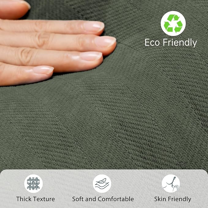 ZWJD Army Green Pillow Covers 24x24 Set of 2 Chenille Throw Pillow Covers with Elegant Design Soft and Luxurious Decorative Throw Pillows for Couch, Bed, and Home Decor