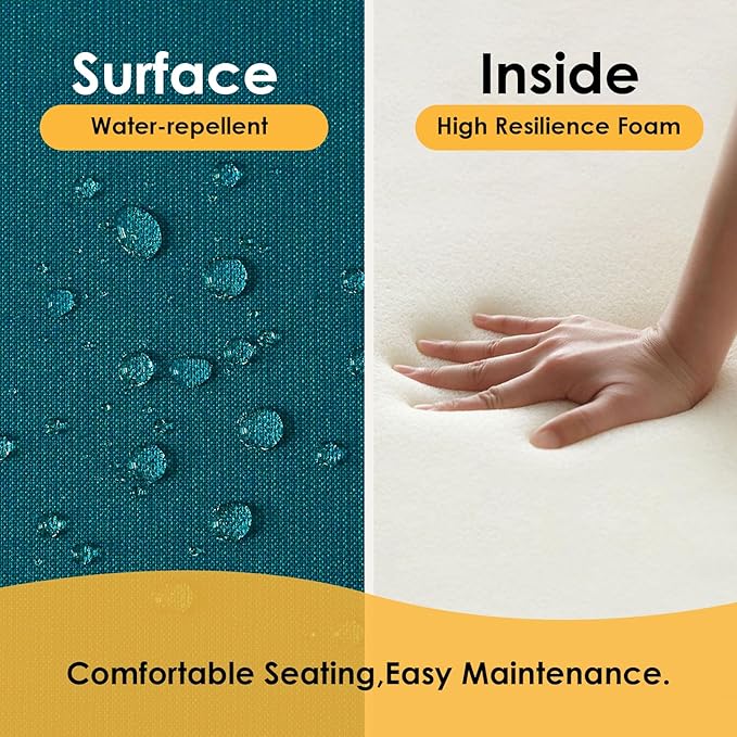 Outdoor Sunbrella Cushions for Patio Furniture Set of 2, 24"x24" Water Repellent Chair Cushions Removable Seat Bottom & Back Cushion Covers for Chair, Sofa, Couch, Spectrum Peacock