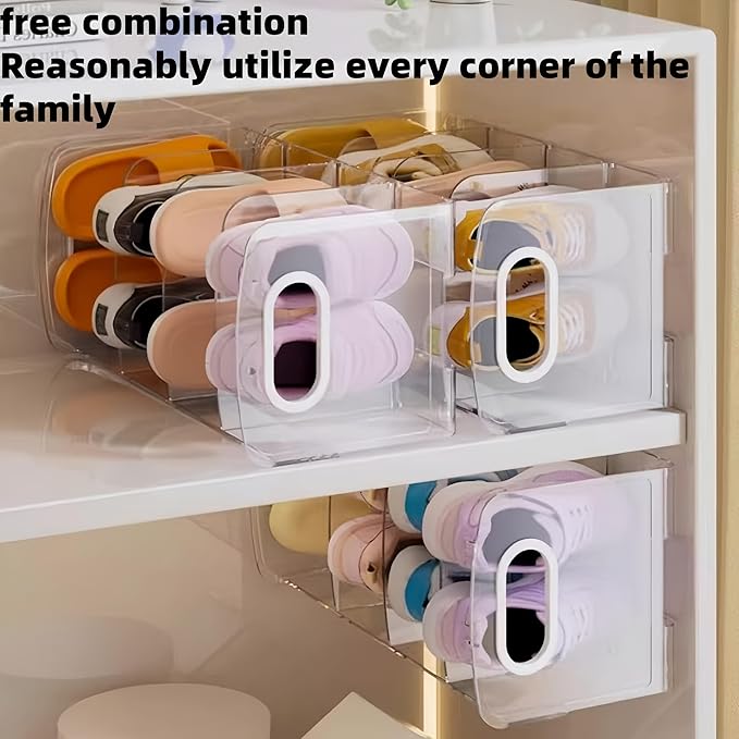 Acrylic Clear Kids Shoe Rack,Wall-Mounted Baby Shoe Organizer,3 Sections Toddler Shoe Organizer,Baby Organizers and Storage,Shoe Storage Boxes Stackable,Save Space for Storing Baby Shoe Shelfs(2 Pcs)