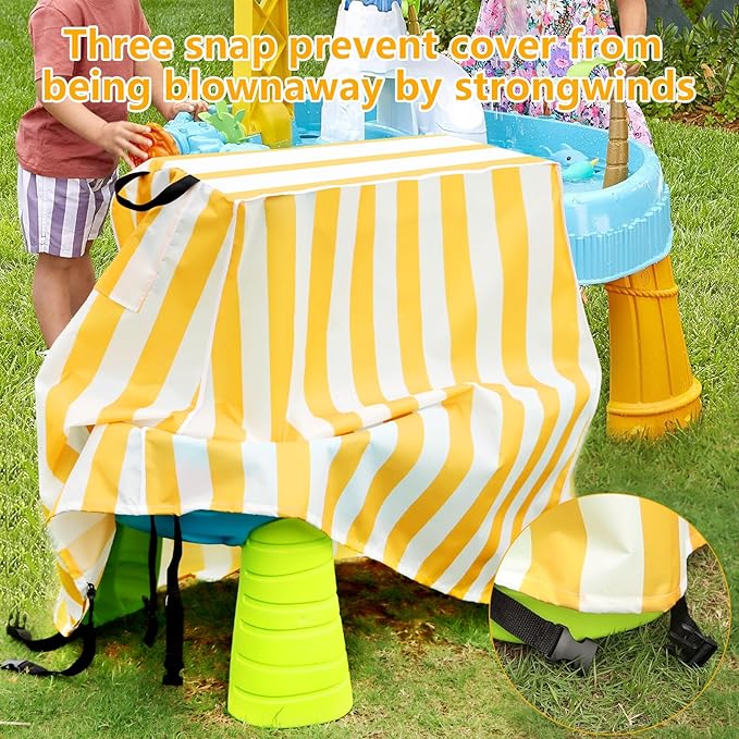 Kovshuiwe Kids Water Table Cover Fit Step2 Rain Showers Splash Pond Water Table, 420D Waterproof Dust Proof Anti-UV Outdoor Toys Cover,Yellow&White