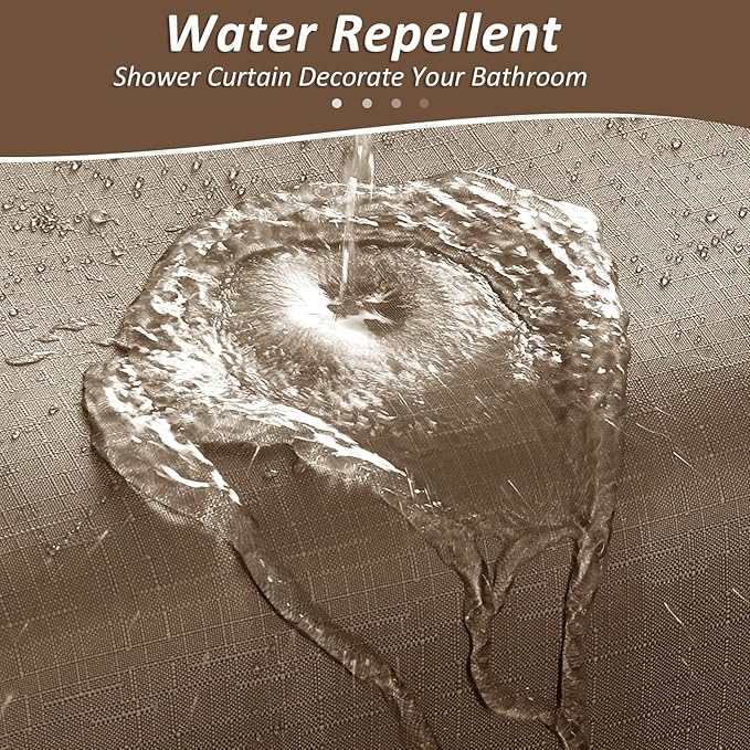 Naturoom Brown Shower Curtain, Light Brown Bath Curtains for Bathroom, Ombre Linen Textured Shower Drape - Hotel Style, Tones Cloth Bath Curtain Set with 12 Hooks, 72" x 72"