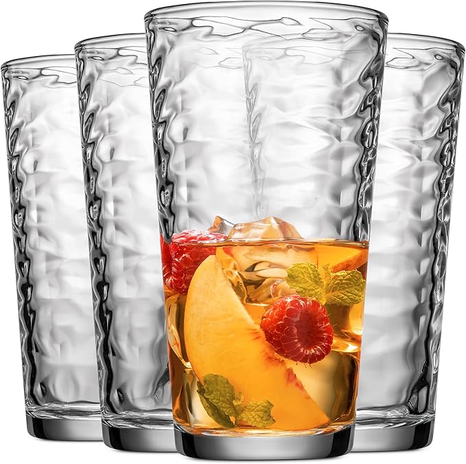 Glaver's Drinking Glasses Set of 10 Highball Glass Cups, 17 Oz Cooler Glassware. Home and Bar Everyday Basic Drinkware Elegant Kitchen Glasses for Water, Juice, Cocktails, Iced Tea.