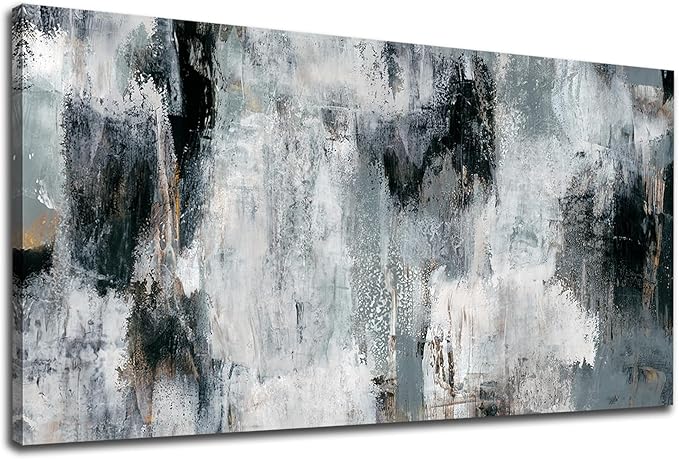 NINEASO Black Gray Abstract Wall Art - Abstract Canvas Pictures for Wall Decor Modern Abstract Canvas Painting Artwork for Living Room Bedroom Home Office Wall Decorations 29" x 58"