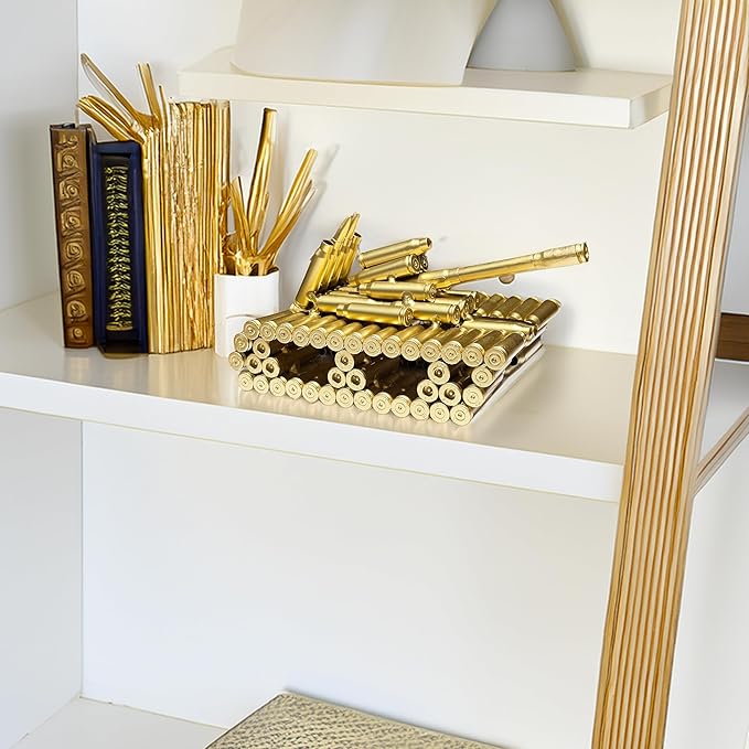 Bullet Shell Military Vehicle Sculptures - Handmade Tank, Airplane, Warship Metal Art Decor for Home, Office, Study Room for Men, Veterans (Tank Model)