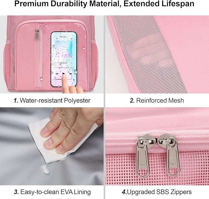 F-color Hanging Shower Caddy Portable - College Dorm Essentials for Guys with Hooks, Quick-Dry Shower Bag for Dorm Travel Gym Camping, Water-Resistant with Multiple Pockets, 2 Packs Black & Pink