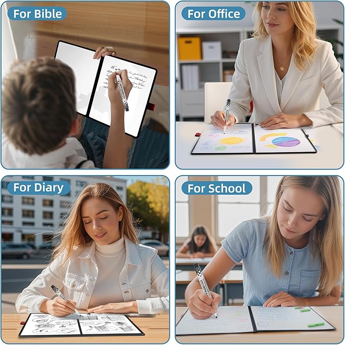 Double-Sided White Board - A5 Portable Whiteboard - Ultra-Thin 0.3" Small Dry Erase Board with 1 Marker & Anti-Ghosting Surface | Magnetic-Ready | Mini Foldable for Office,Home,Meeting(Black)