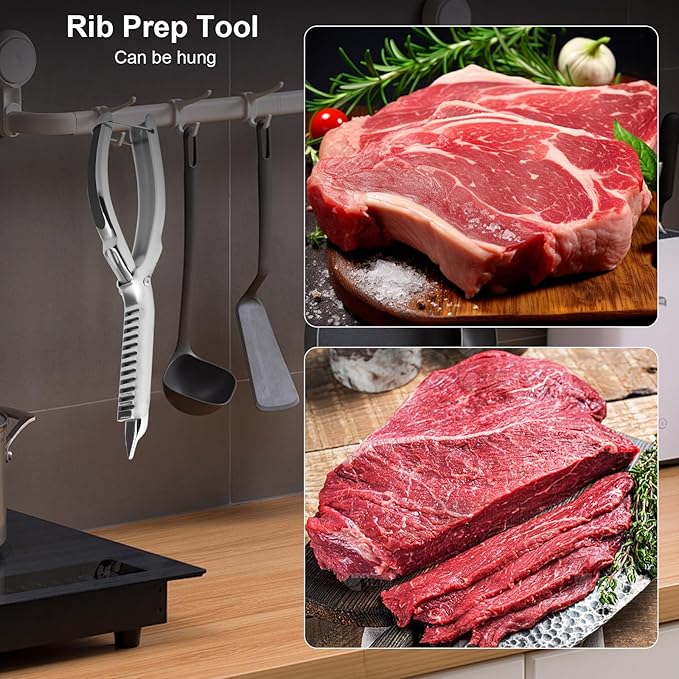 Rib Membrane Removal Tool, BBQ Rib Skinner, Stainless Steel Rib Membrane Remover Tool, Ergonomic Design for Effortless BBQ Rib Preparation, Dishwasher Safe Barbecue Accessories