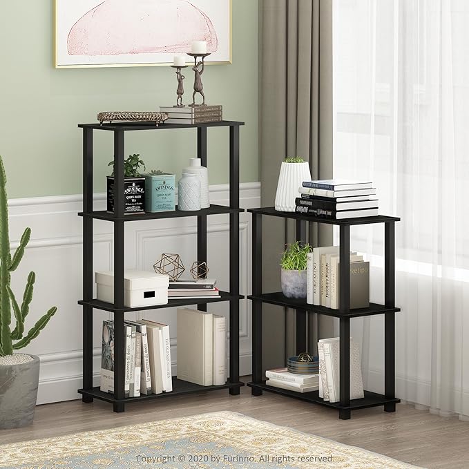 Furinno Turn-S-Tube 3-Tier Compact Multipurpose Shelf Display Rack with Square Tube, Americano/Black