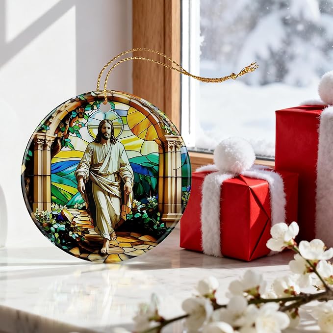 Jesus Ornament | Christian Christmas Ornaments, Religious Christmas Decorations, Hanging Ornaments for Tree | Christian Home Decor | Christian Gift, Religious Gift, Lord Jesus Gifts for Easter