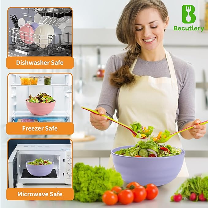 6PCS 60 Oz Wheat Straw Bowls, Must-have for Kitchen, Heat and Cold Resistant&Microwave and Dishwasher Safe Colorful Wheat Straw Bowls Series, Meeting Diverse Needs of Dorm, Apartment and Home