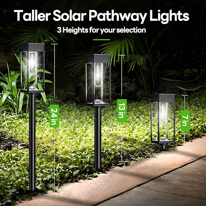 Solar Pathway Lights Outdoor IP65 Waterproof, 8 Pack 6500K LED Auto On/Off Walkway Landscape Light for Yard Lawn Garden Patio Driveway Outside Decor, Cool White