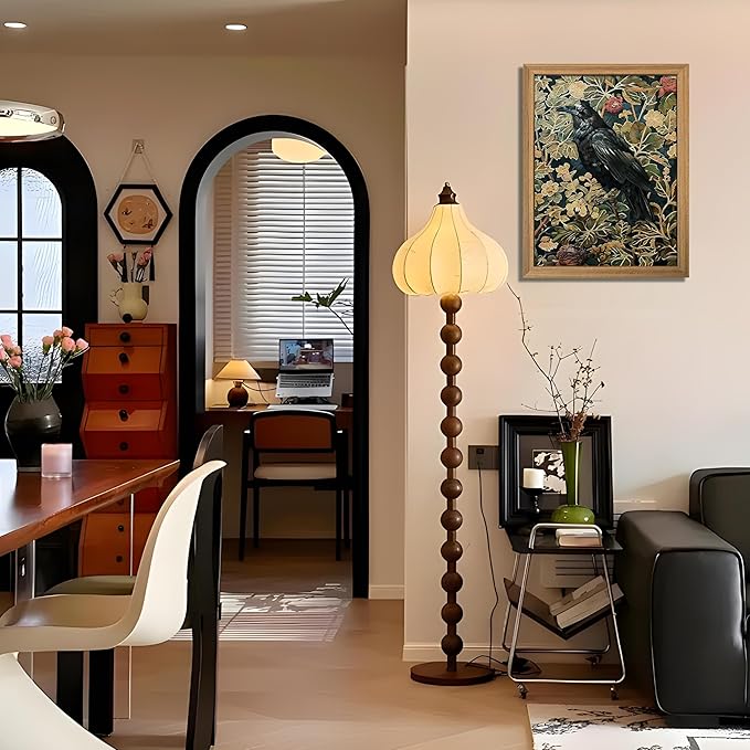 AKWISH Framed 3D Textured Vintage Wall Art - Dark Academia Decor Hand Drawn Sandstone Black Crow Paintings with Botanical Florals, Aesthetic Wall Decor for Living Room Bedroom Home 12x16 inch