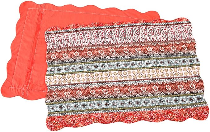 NEWLAKE Quilted Cotton Bed Pillowcases,Striped Classical Style, 2 Pieces, 20x36 Inch