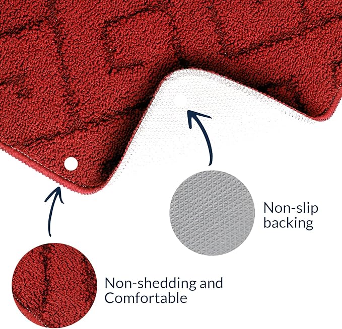 Walensee Indoor Doormat, Front Door Mat for Entrance (32"x48" Red) Machine Washable Entryway Rug, Non Slip Trapper Door Rugs Absorbent Dirt Low Profile Shoes Scraper Inside Floor Mats for Entry