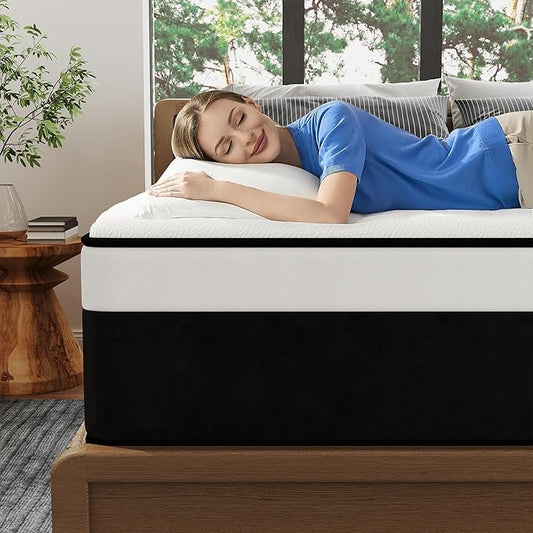 Full Mattress, 12 Inch Full Hybrid Mattress in a Box with Memory Foam, Medium Firm, Euro Top, Reinforced Edge Support, Pressure Relief & Motion Isolation, CertiPUR-US Certified