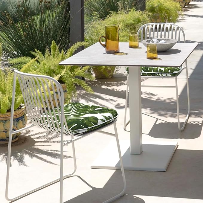 Set of 2 Outdoor Chair Cushions with Ties,Water Repellent Patio Chair Pads 17"x 16" for Outdoor Furniture,Round Corner Seat Cushions for Garden Yard Kitchen Palm Green