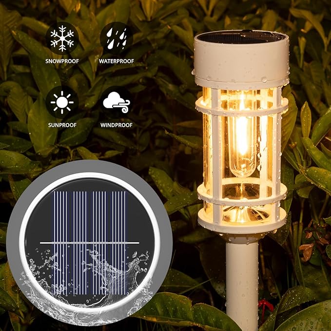 8 Pack Solar Pathway Lights, LED Solar Lights Outdoor Waterproof, White Outdoor Garden Landscape Lighting for Yard, Walkway, Driveway Path