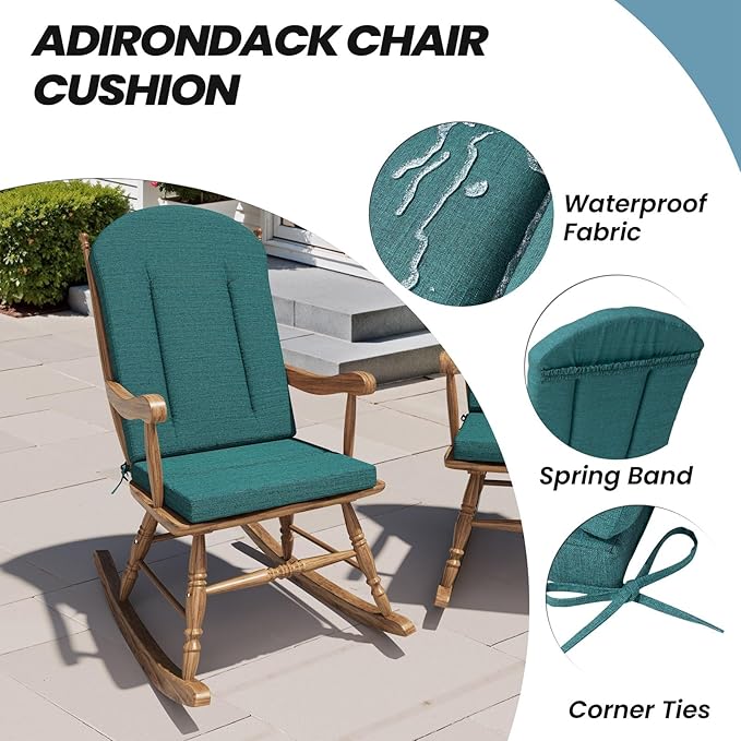 Crestlive Products Adirondack Chair Cushion Outdoor Rocking Chair Cushion Water Resistant 50x20 Inch High Back Patio Replacement Cushion, Malachite