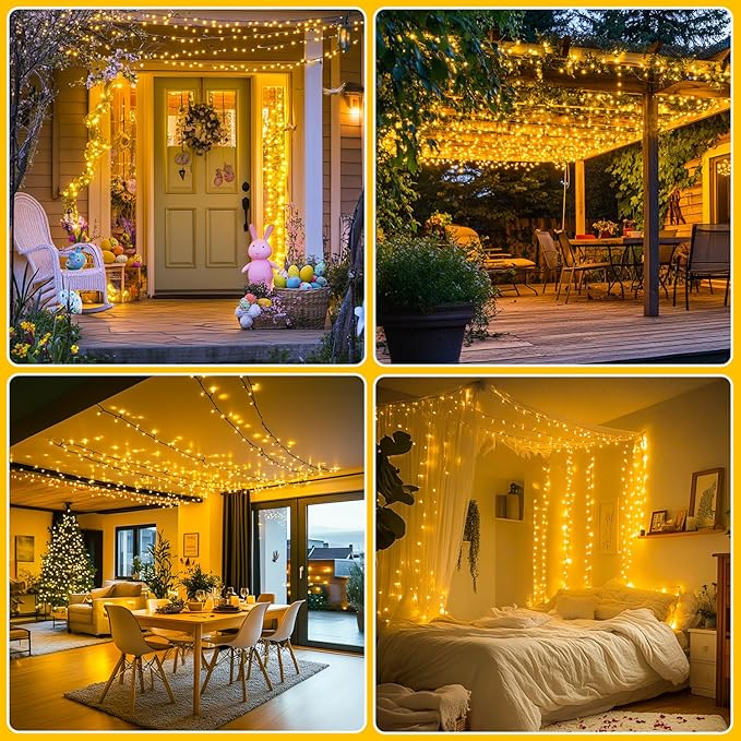 JMEXSUSS 400 LED String Lights for Outside, 132ft Warm White Twinkle Christmas Lights Plug in with Remote for Outdoor Indoor Garden Porch Wedding Tree Holiday Decor