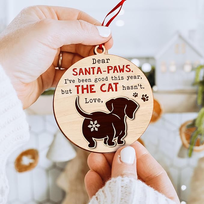 Dachshund Christmas Ornament - Festive Dog Ornaments for Christmas Tree, Uniquely Crafted Dog Lover Ornament, Ideal Dachshund Gifts Enthusiasts, Weiner Themed Ornaments