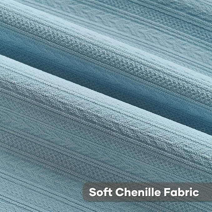 FUTEI Denim Blue Decorative Throw Pillow Covers 12x20 Inch Set of 2,Soft Cozy Wheat Ear Striped Patterns Lumbar Pillow Cases,Modern Home Decor for Couch Bed Living Room