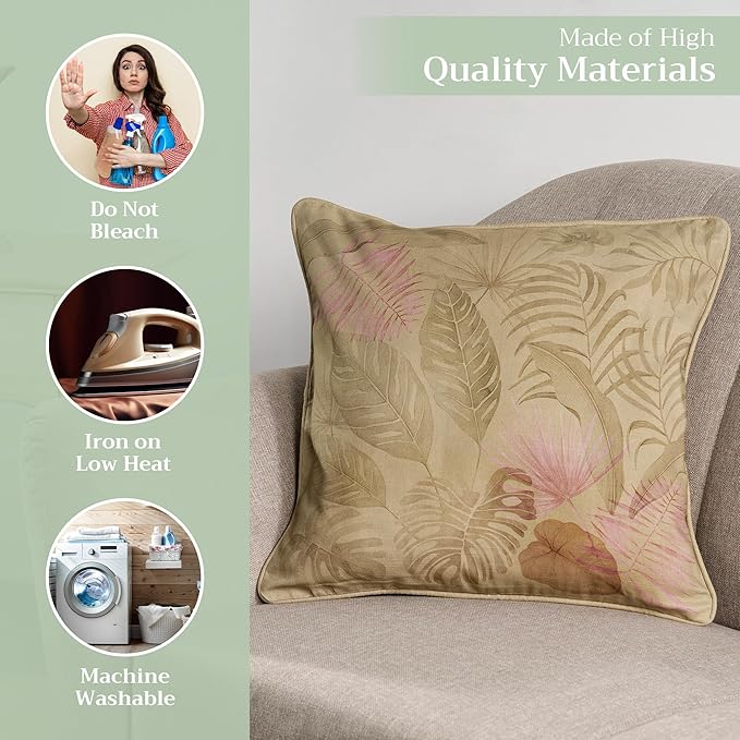 Maison d' Hermine Decorative Pillow Covers 20x20 Inch Square 100% Cotton Throw pillow Covers with invisible Zipper Cushion Case for Living Room Couch, Chair, Sofas, Bedroom, Home (Creole - Olive Grey)