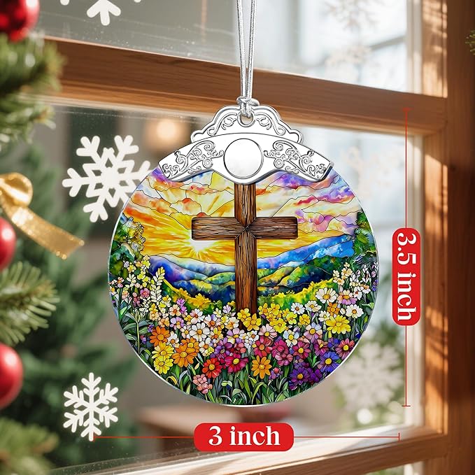 Catholic Cross Ornament, Christian Christmas Ornament, Christmas Tree Ornament, Religious Home Decor, Christian Gifts for Her, Religious Gifts, Gift Exchange, Gift Idea - Pattern A