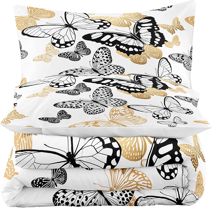Tailor Shop Butterfly Comforter Set for Girls Kids Adults Ultra Soft Flying Butterflies Pattern Bedding Sets Full Size with 1 Comforter and 2 Pillowcases………