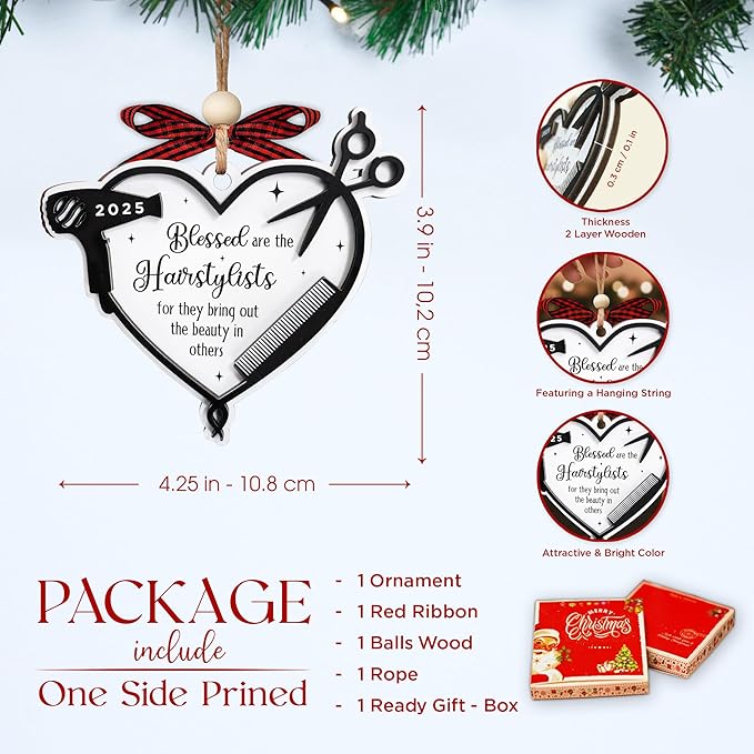 Hairdresser Ornament 2025, Hair Stylist Christmas Ornament, Hairstylist Gifts Women, Hairdresser Christmas Ornaments, Gifts for Hairstylist Women, Barber Stuff, Wooden Ornaments